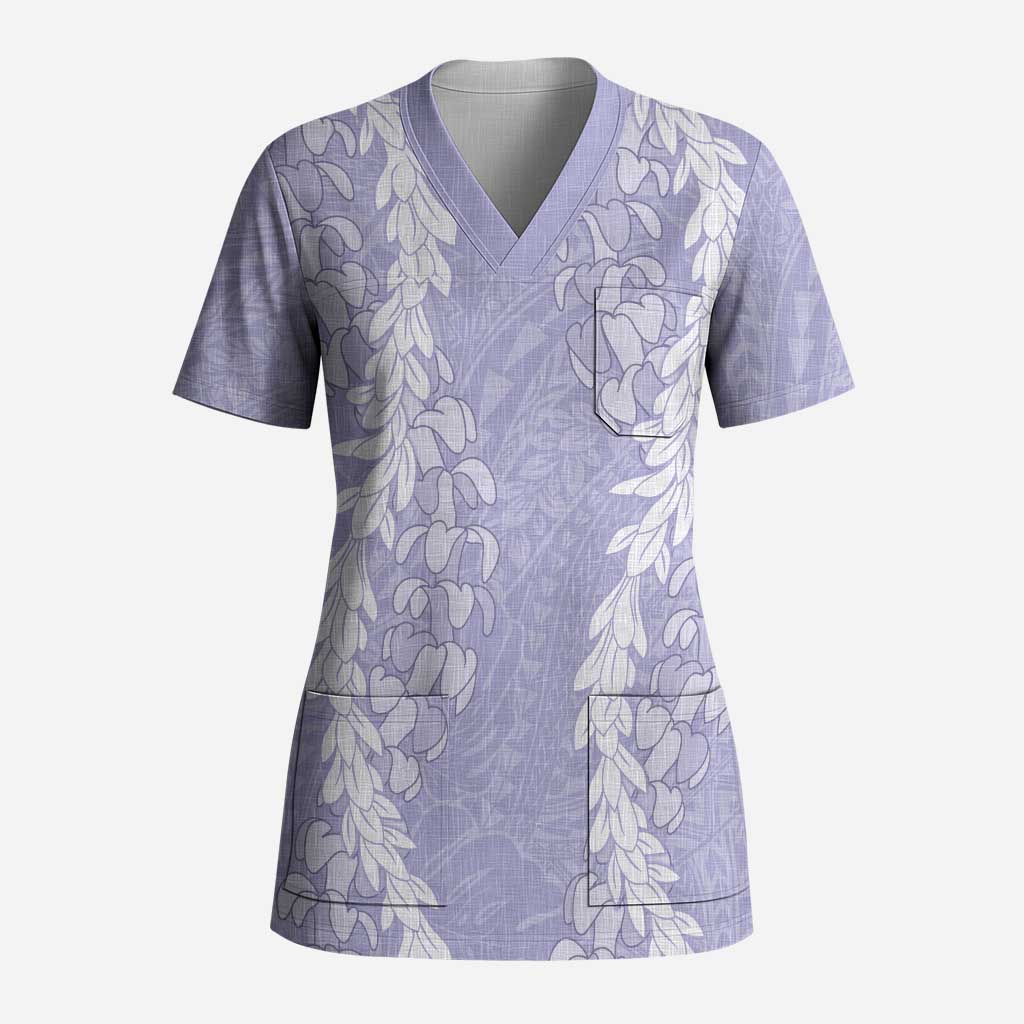 Puakenikeni and Maile Lei Scrub Top Purple Double Strand Lei LT9 Adult Purple - Polynesian Pride