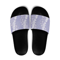 Puakenikeni and Maile Lei Slide Sandals Purple Double Strand Lei LT9 Purple - Polynesian Pride