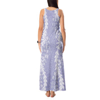 Puakenikeni and Maile Lei Tank Maxi Dress Purple Double Strand Lei LT9 - Polynesian Pride