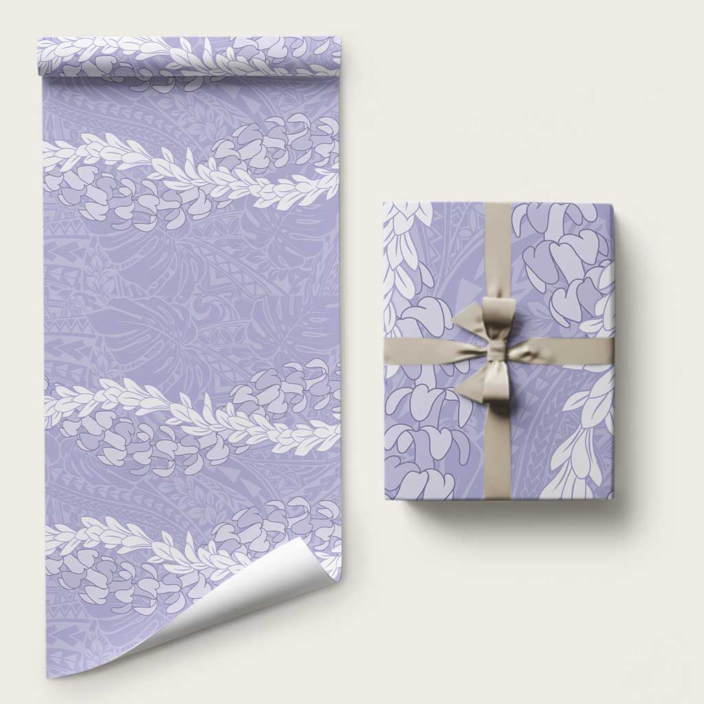 Puakenikeni and Maile Lei Wrapping Paper Purple Double Strand Lei LT9 58" × 23" Purple - Polynesian Pride
