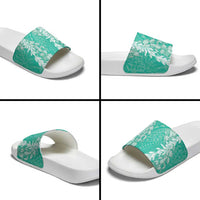 Puakenikeni and Maile Lei Slide Sandals Sage Green Double Strand Lei LT9 - Polynesian Pride