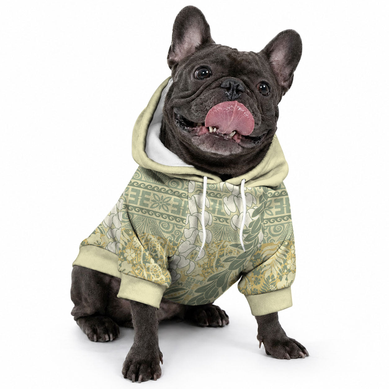 Vintage Puakenikeni and Maile Lei Pet Hoodie Hawaiian Style Tribal Tapa Double Strand Lei