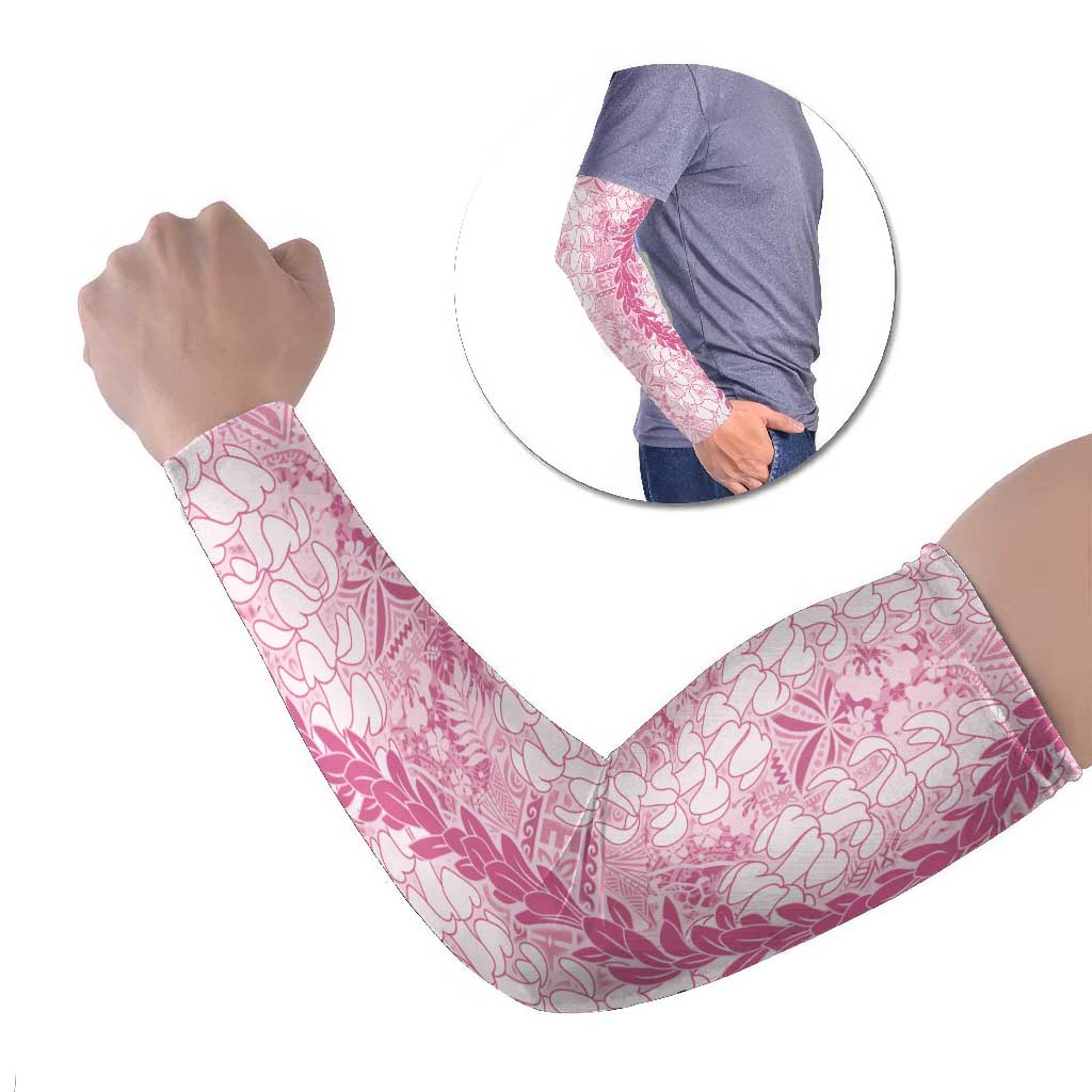 Pink Puakenikeni and Maile Lei Arm Sleeves Hawaiian Style Tribal Tapa Double Strand Lei LT9 Set of 2 Pink - Polynesian Pride