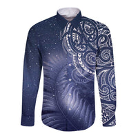 New Zealand Galaxy Fern Long Sleeve Button Shirt LT9 Unisex Galaxy - Polynesian Pride