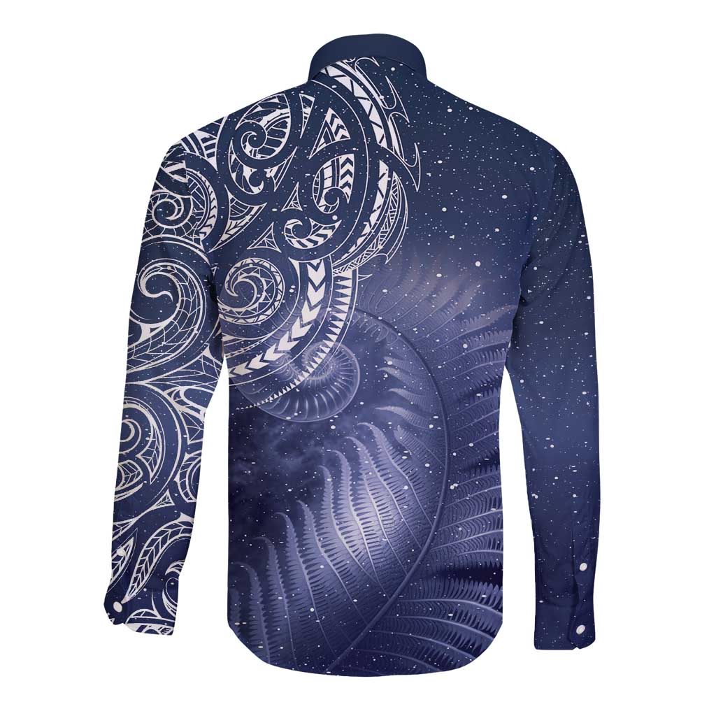 New Zealand Galaxy Fern Long Sleeve Button Shirt LT9 - Polynesian Pride