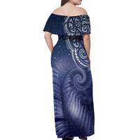 New Zealand Galaxy Fern Off Shoulder Maxi Dress LT9 - Polynesian Pride