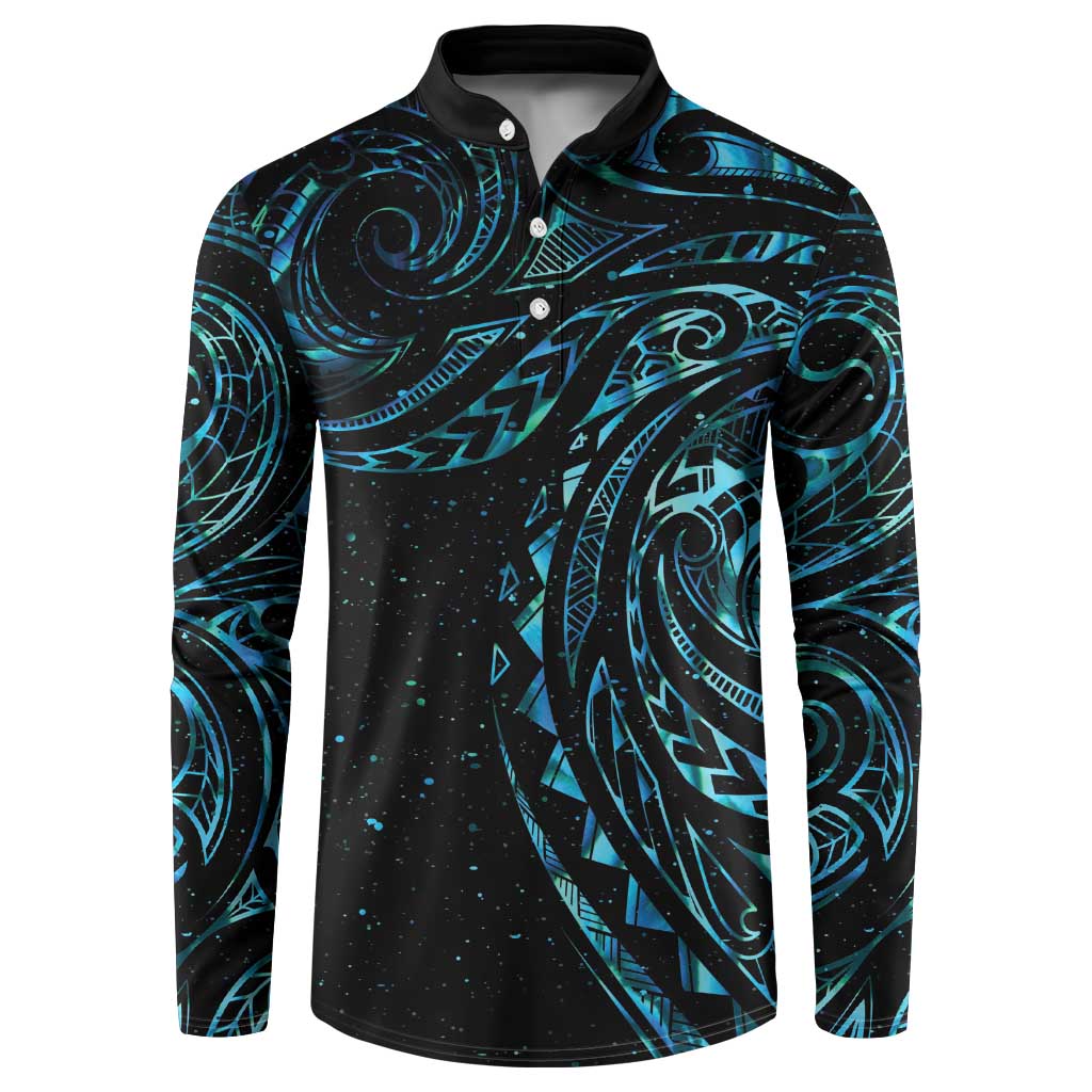 New Zealand Tribal Tattoo Button Sweatshirt With Matariki Art LT9 Galaxy - Polynesian Pride
