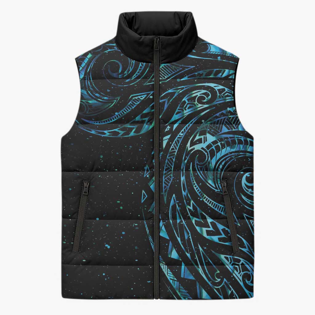 New Zealand Matariki Sleeveless Puffer Jacket Galaxy Maori Tribal Tattoo LT9 Unisex Galaxy - Polynesian Pride