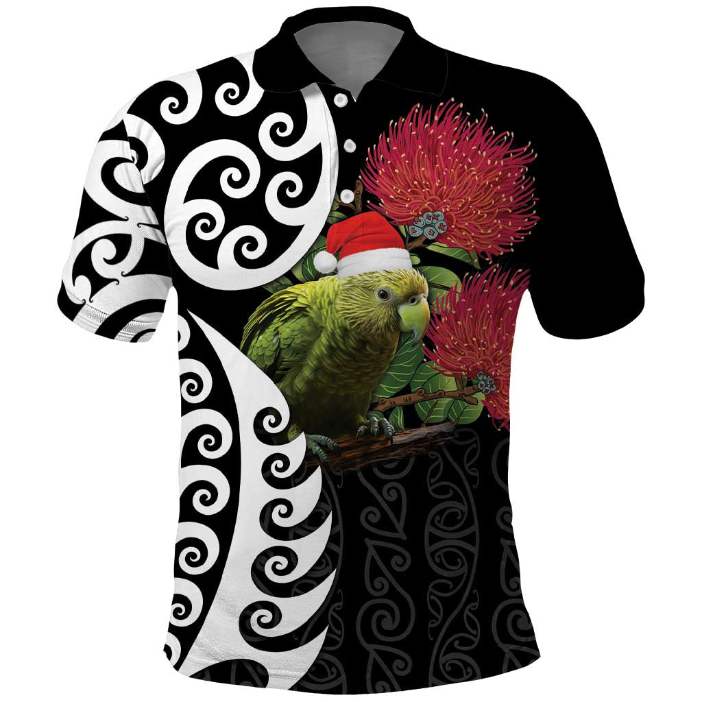 New Zealand Kakapo Christmas Polo Shirt Meri Kirihimete Pohutukawa Flowers