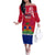 Haiti Independence Day Family Matching Off Shoulder Long Sleeve Dress and Hawaiian Shirt Libete Egalite Fratenite Ayiti 1804 With Polynesian Pattern LT9 Mom's Dress Red - Polynesian Pride