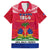 Haiti Independence Day Family Matching Off Shoulder Short Dress and Hawaiian Shirt Libete Egalite Fratenite Ayiti 1804 With Polynesian Pattern LT9 Dad's Shirt - Short Sleeve Red - Polynesian Pride