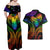 Personalised Its In My DNA Valentine Day Couples Matching Off Shoulder Maxi Dress and Hawaiian Shirt Fingerprint Heart with Color Pride Flag LT9 - Polynesian Pride