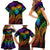 Personalised Its In My DNA Valentine Day Family Matching Short Sleeve Bodycon Dress and Hawaiian Shirt Fingerprint Heart with Color Pride Flag LT9 - Polynesian Pride