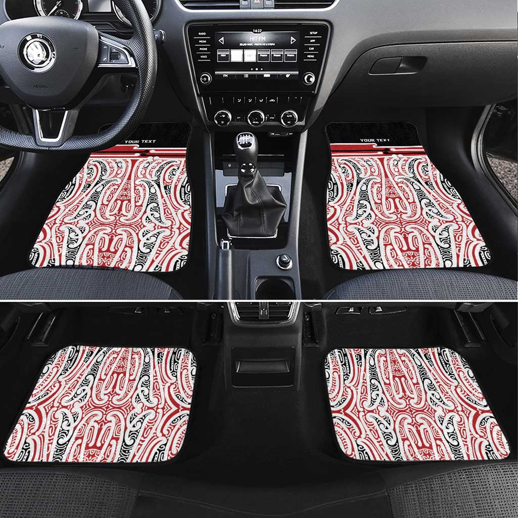 Personalised Toitu Te Tiriti Aotearoa 1840 Car Mats Red Kowhaiwhai Puhoro LT9 Set 4pcs Black - Polynesian Pride