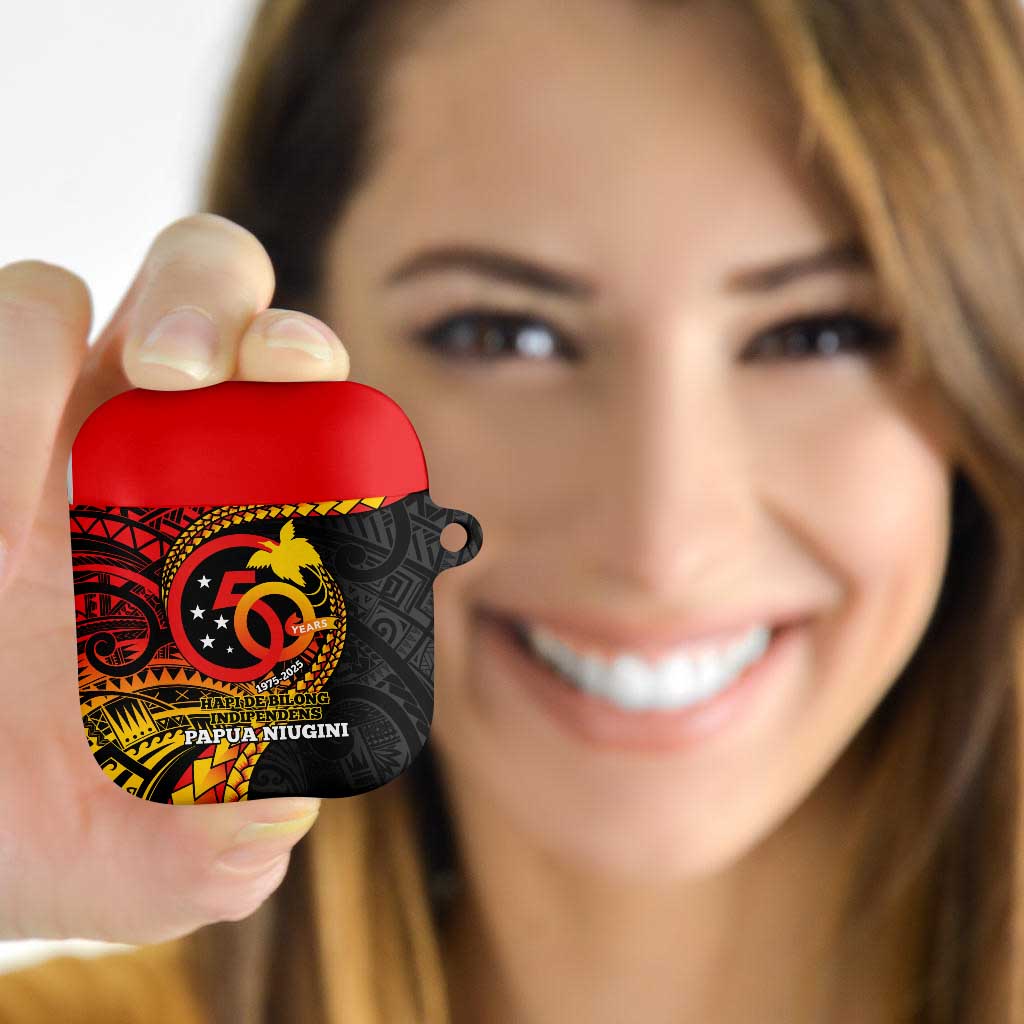 Papua New Guinea Tribal Tattoo AirPods Case 50th Independence Anniversary LT9 Black - Polynesian Pride