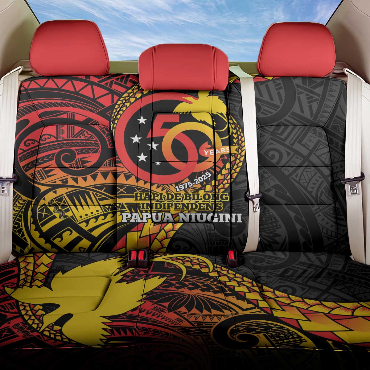 Papua New Guinea Tribal Tattoo Back Car Seat Cover 50th Independence Anniversary LT9 One Size Black - Polynesian Pride