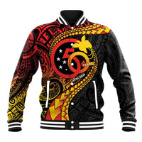 Papua New Guinea Tribal Tattoo Baseball Jacket 50th Independence Anniversary LT9 Unisex Black - Polynesian Pride