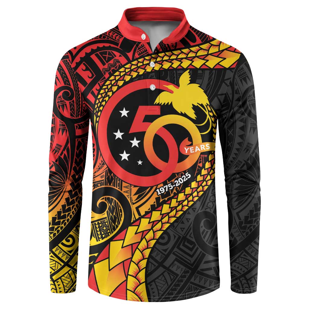 Papua New Guinea Tribal Tattoo Button Sweatshirt 50th Independence Anniversary LT9 Black - Polynesian Pride