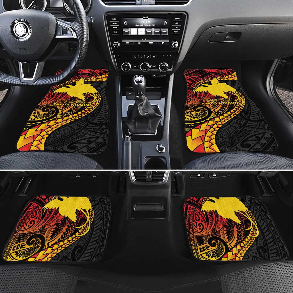 Papua New Guinea Tribal Tattoo Car Mats 50th Independence Anniversary LT9 Set 4pcs Black - Polynesian Pride