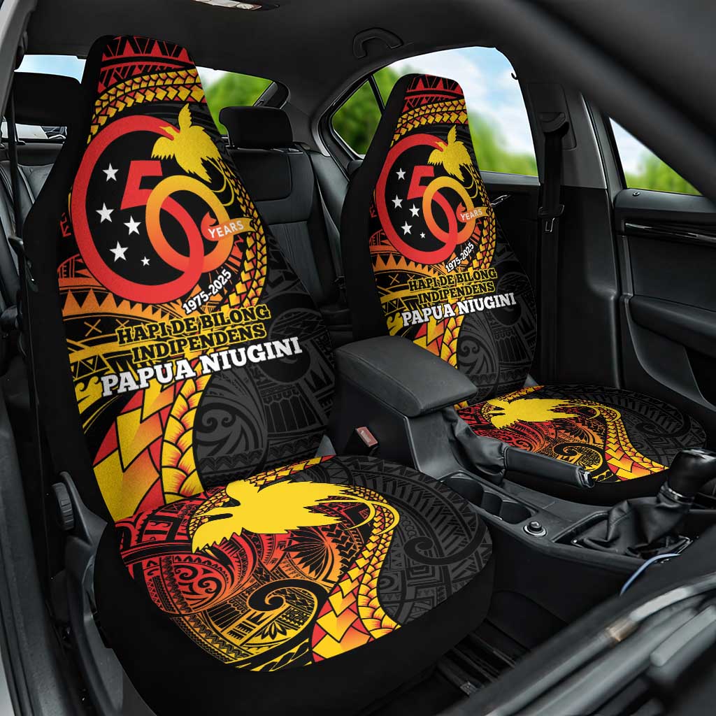 Papua New Guinea Tribal Tattoo Car Seat Cover 50th Independence Anniversary LT9 One Size Black - Polynesian Pride