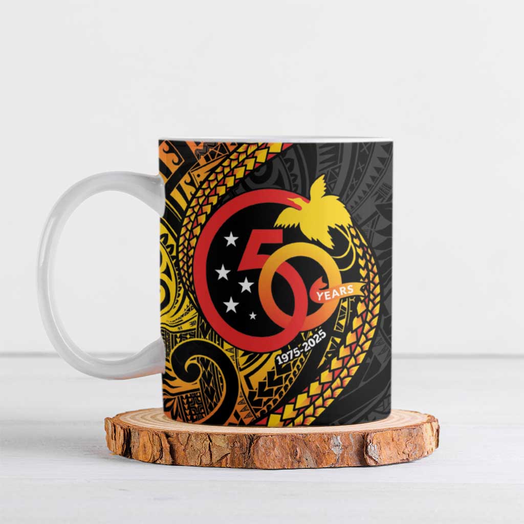 Papua New Guinea Tribal Tattoo Ceramic Mug 50th Independence Anniversary LT9 Black - Polynesian Pride