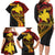 Papua New Guinea Tribal Tattoo Family Matching Long Sleeve Bodycon Dress and Hawaiian Shirt 50th Independence Anniversary