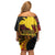 Papua New Guinea Tribal Tattoo Family Matching Off Shoulder Short Dress and Hawaiian Shirt 50th Independence Anniversary