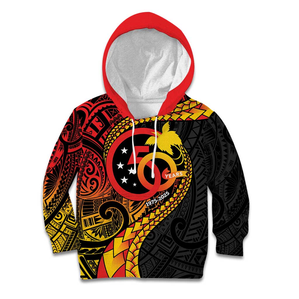 Papua New Guinea Tribal Tattoo Kid Hoodie 50th Independence Anniversary LT9 Hoodie Black - Polynesian Pride
