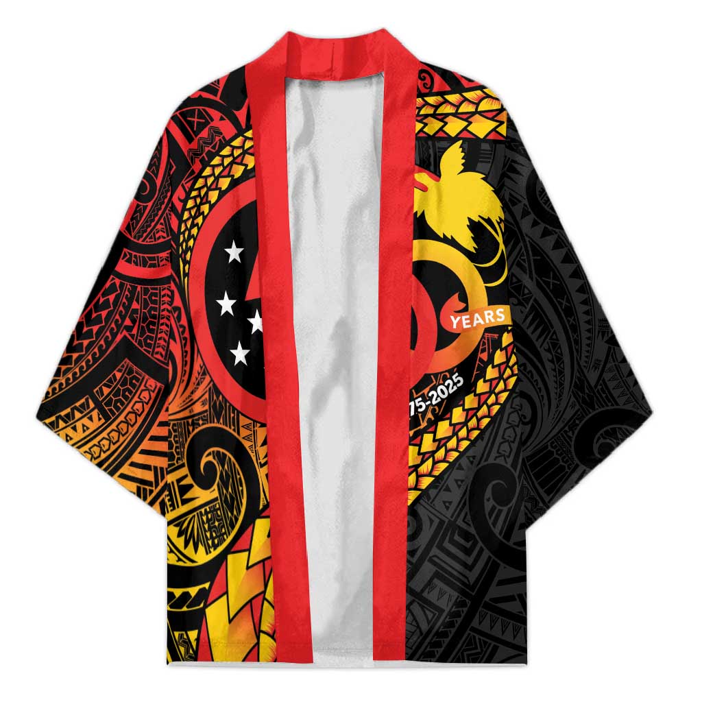 Papua New Guinea Tribal Tattoo Kimono 50th Independence Anniversary LT9 Unisex Black - Polynesian Pride