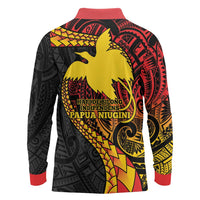 Papua New Guinea Tribal Tattoo Long Sleeve Polo Shirt 50th Independence Anniversary LT9 - Polynesian Pride