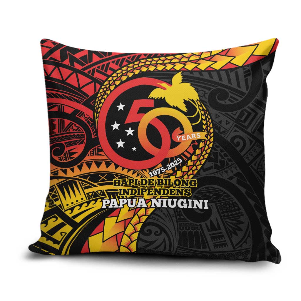 Papua New Guinea Tribal Tattoo Pillow Cover 50th Independence Anniversary LT9 Black - Polynesian Pride