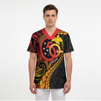 Papua New Guinea Tribal Tattoo Scrub Top 50th Independence Anniversary LT9 - Polynesian Pride