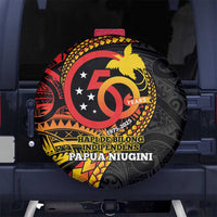 Papua New Guinea Tribal Tattoo Spare Tire Cover 50th Independence Anniversary LT9 No hole Black - Polynesian Pride