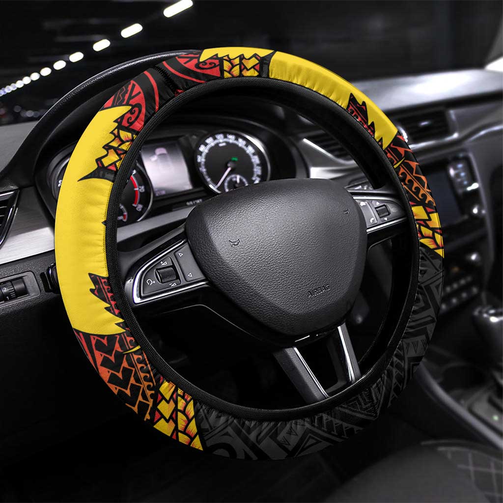 Papua New Guinea Tribal Tattoo Steering Wheel Cover 50th Independence Anniversary