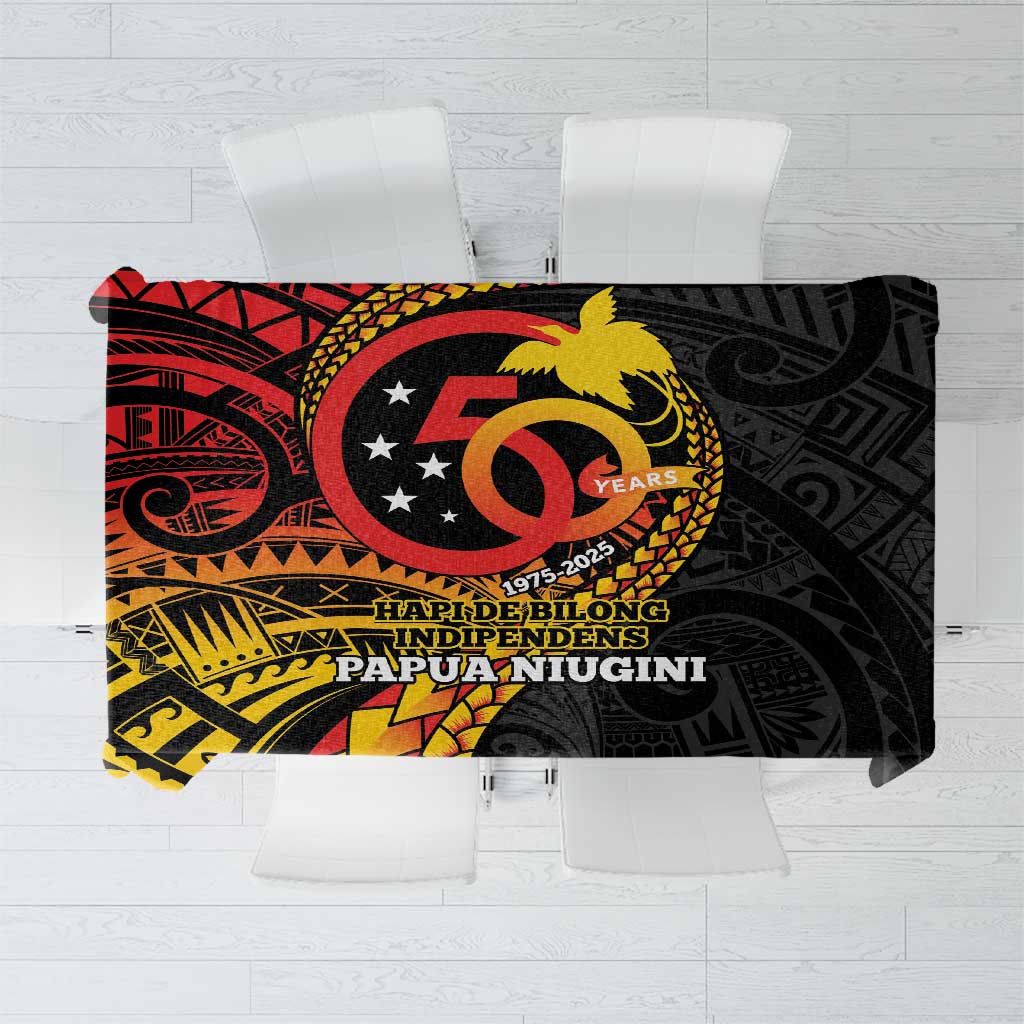 Papua New Guinea Tribal Tattoo Tablecloth 50th Independence Anniversary LT9 Black - Polynesian Pride