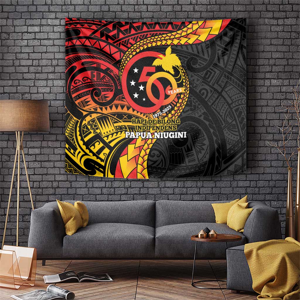 Papua New Guinea Tribal Tattoo Tapestry 50th Independence Anniversary LT9 Black - Polynesian Pride