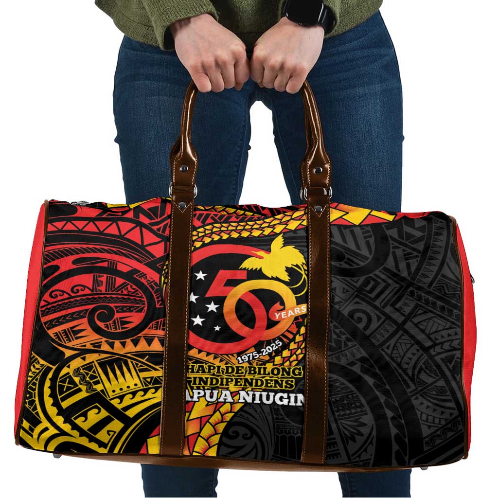 Papua New Guinea Tribal Tattoo Travel Bag 50th Independence Anniversary LT9 Black - Polynesian Pride