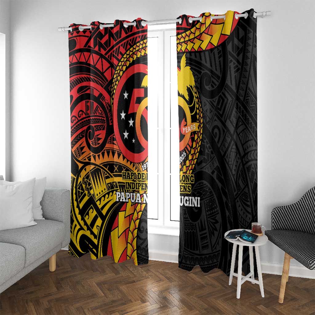 Papua New Guinea Tribal Tattoo Window Curtain 50th Independence Anniversary LT9 With Grommets Black - Polynesian Pride