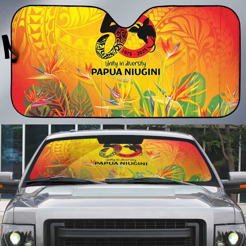 Papua New Guinea Unity in Diversity Auto Sun Shade 50th Indipendens Papua Niugini LT9 Gold - Polynesian Pride
