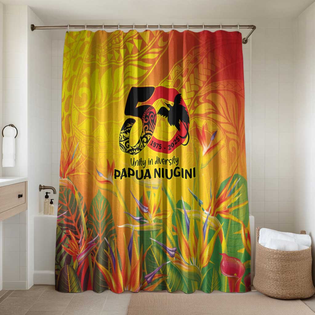 Papua New Guinea Unity in Diversity Bathroom Set 50th Indipendens Papua Niugini LT9 Shower Curtain Only Gold - Polynesian Pride