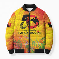Papua New Guinea Unity in Diversity Bomber Puffer Jacket 50th Indipendens Papua Niugini LT9 Unisex Gold - Polynesian Pride