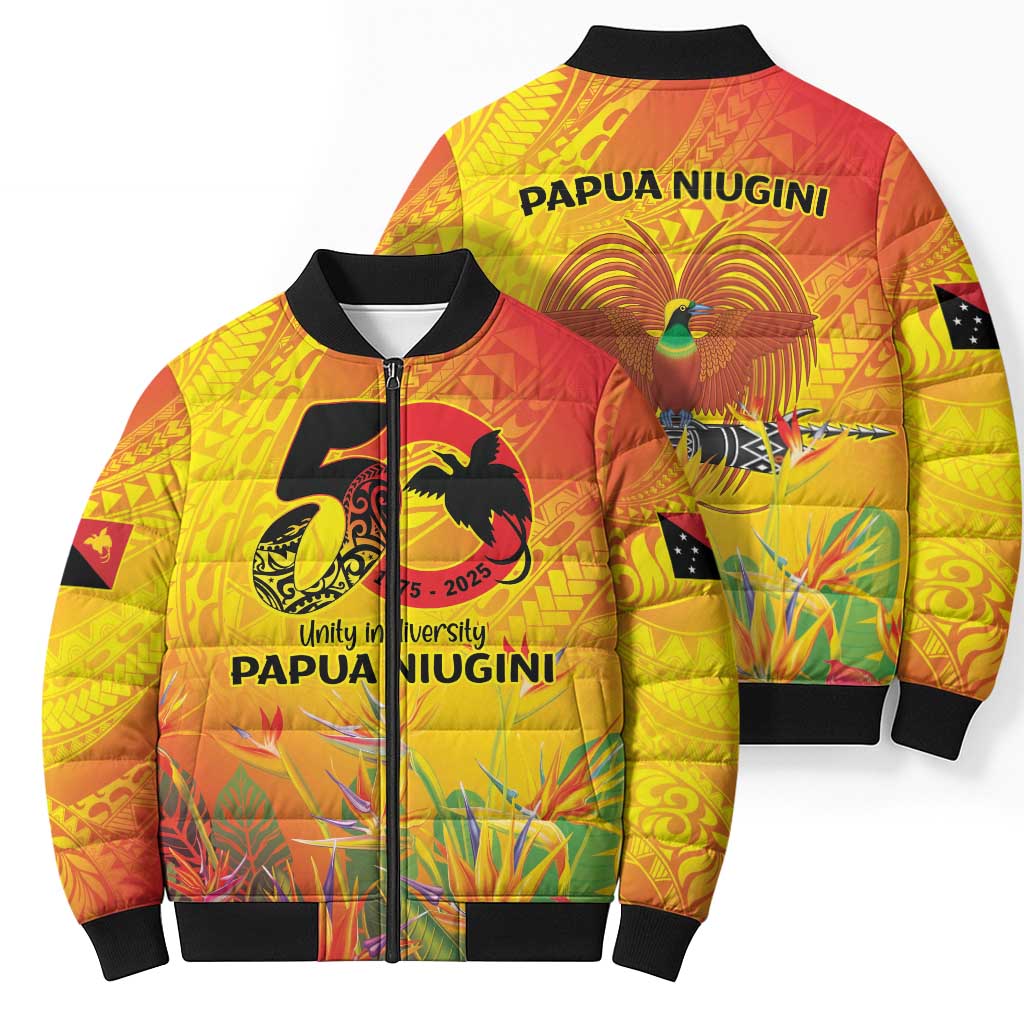 Papua New Guinea Unity in Diversity Bomber Puffer Jacket 50th Indipendens Papua Niugini LT9 - Polynesian Pride