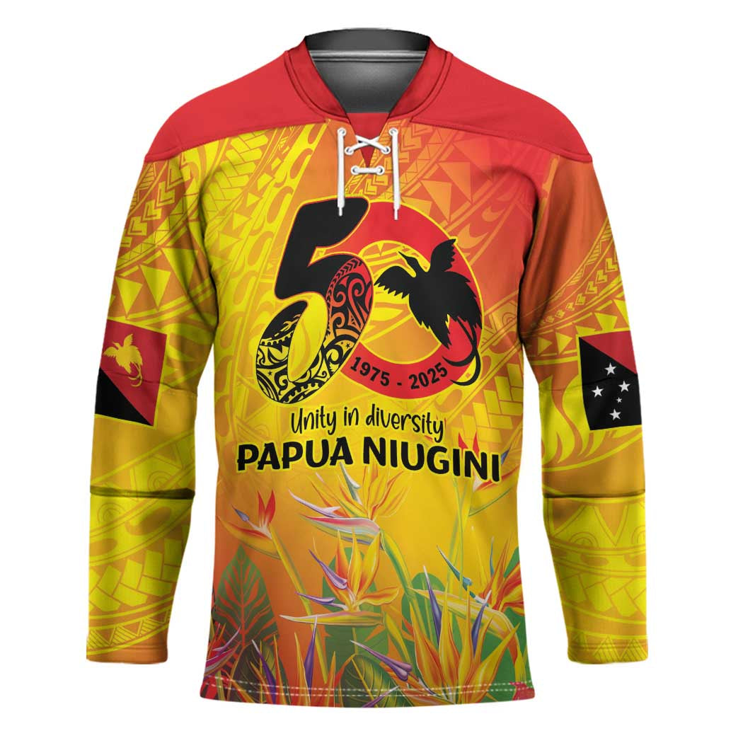 Papua New Guinea Unity in Diversity Hockey Jersey 50th Indipendens Papua Niugini LT9 Unisex Gold - Polynesian Pride