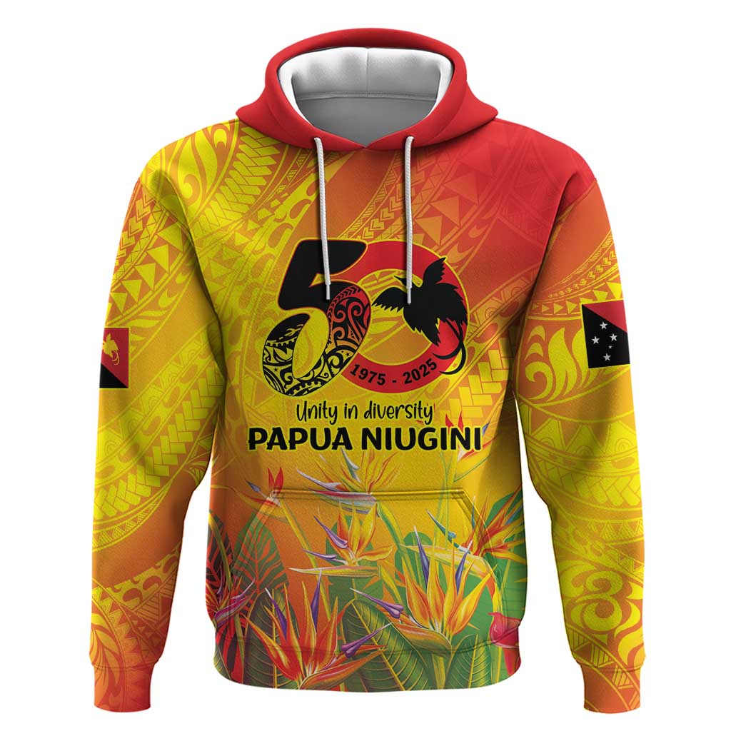 Papua New Guinea Unity in Diversity Hoodie 50th Indipendens Papua Niugini LT9 Pullover Hoodie Gold - Polynesian Pride
