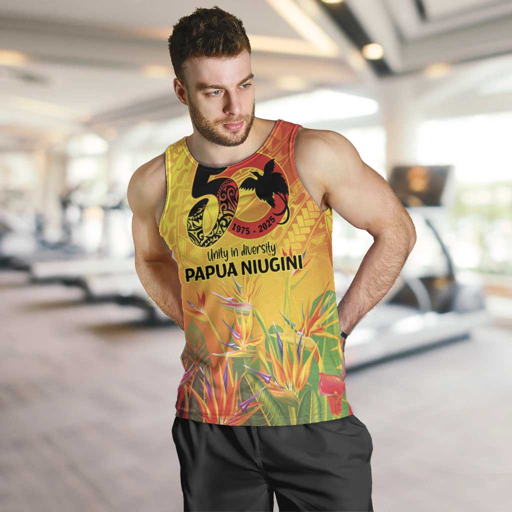Papua New Guinea Unity in Diversity Men Tank Top 50th Indipendens Papua Niugini LT9 Gold - Polynesian Pride