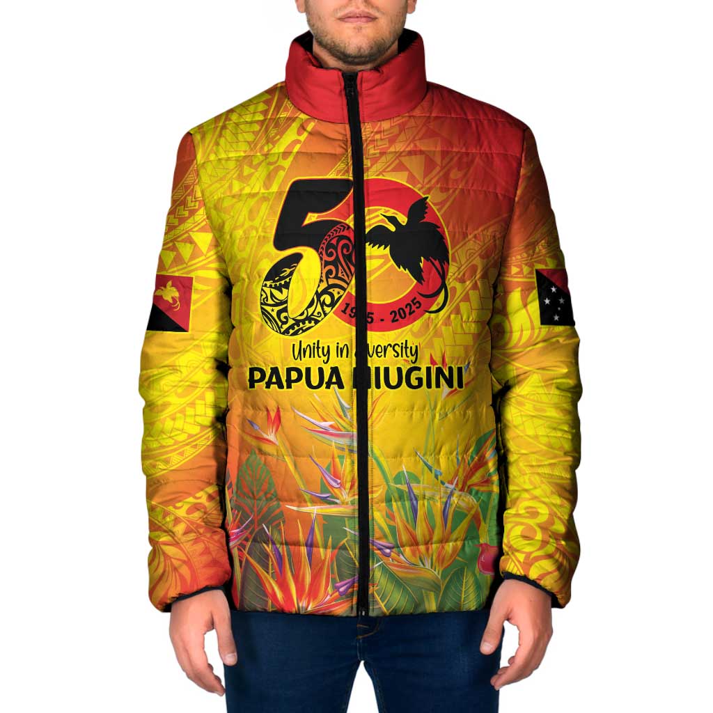 Papua New Guinea Unity in Diversity Padded Jacket 50th Indipendens Papua Niugini LT9 Men Gold - Polynesian Pride