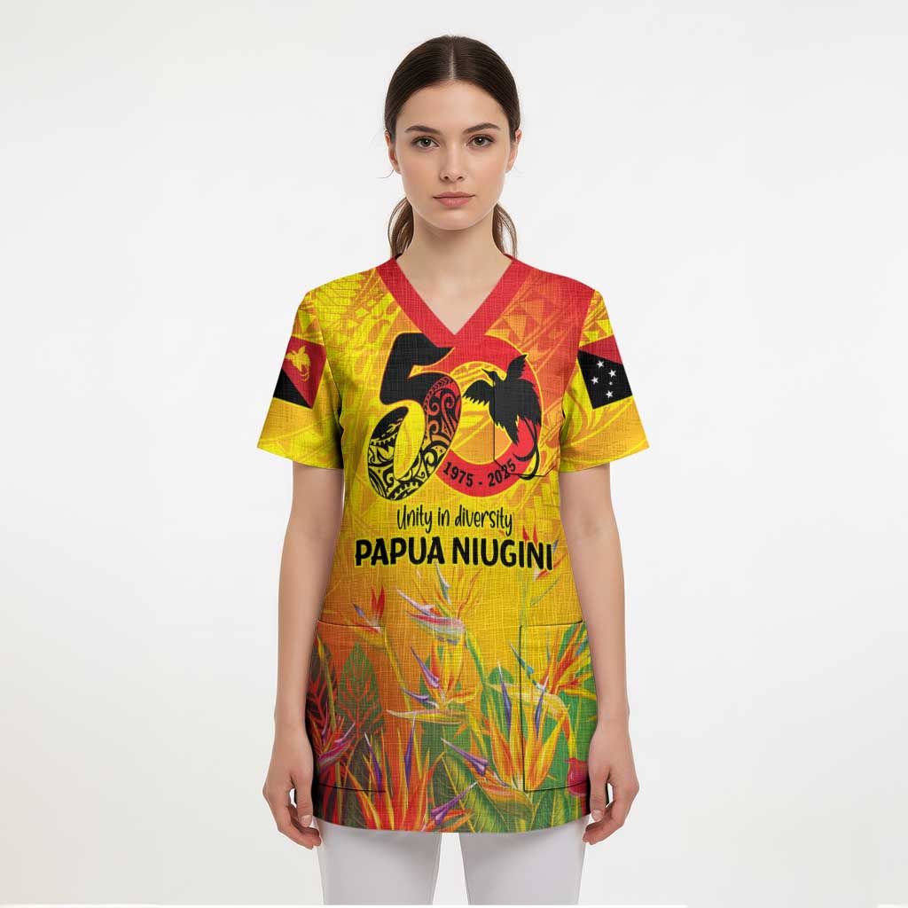 Papua New Guinea Unity in Diversity Scrub Top 50th Indipendens Papua Niugini LT9 - Polynesian Pride