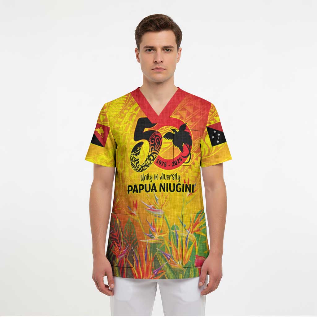 Papua New Guinea Unity in Diversity Scrub Top 50th Indipendens Papua Niugini LT9 - Polynesian Pride