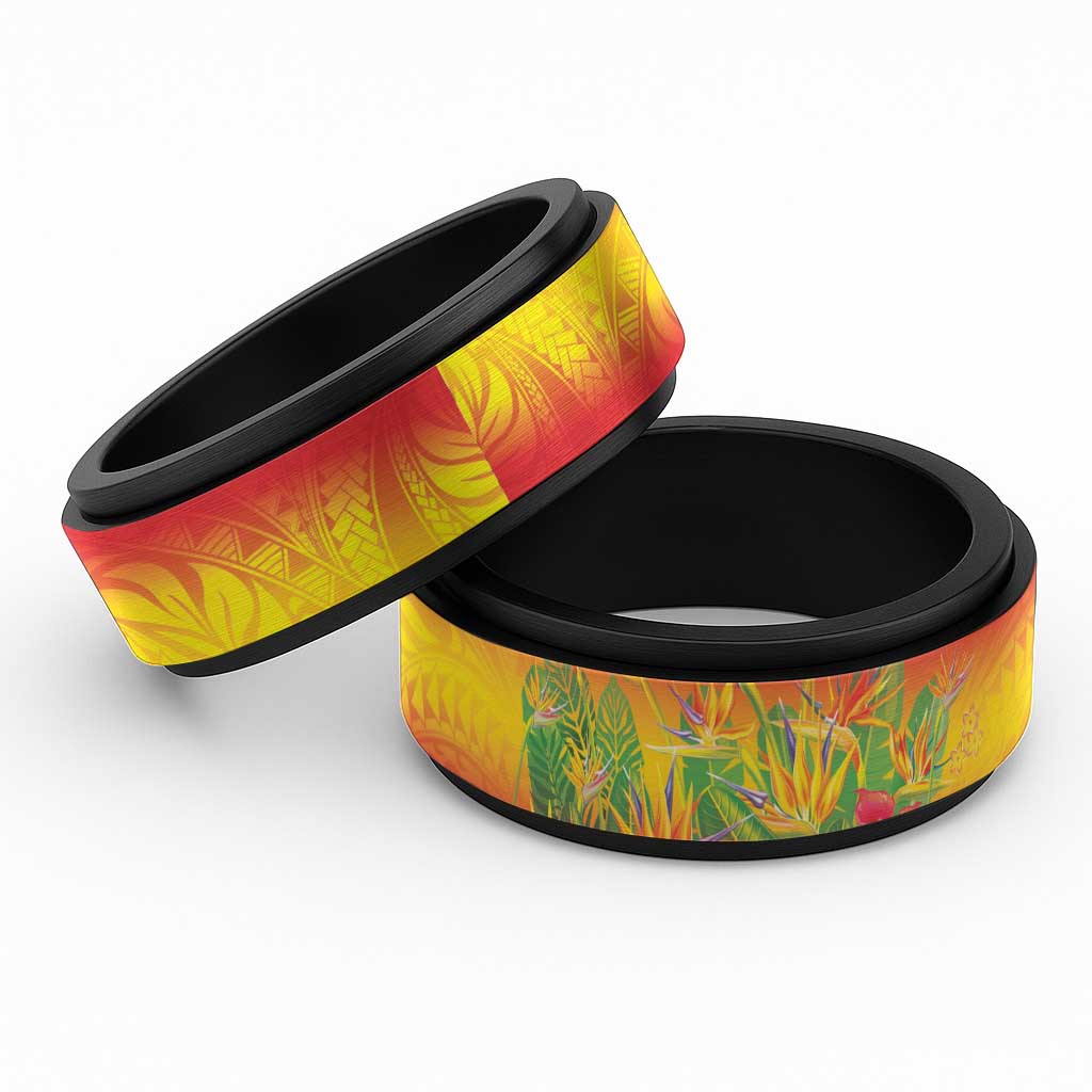 Papua New Guinea Unity in Diversity Spinner Ring 50th Indipendens Papua Niugini LT9 Black Gold - Polynesian Pride