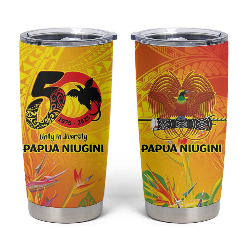 Papua New Guinea Unity in Diversity Tumbler Cup 50th Indipendens Papua Niugini LT9 Gold - Polynesian Pride